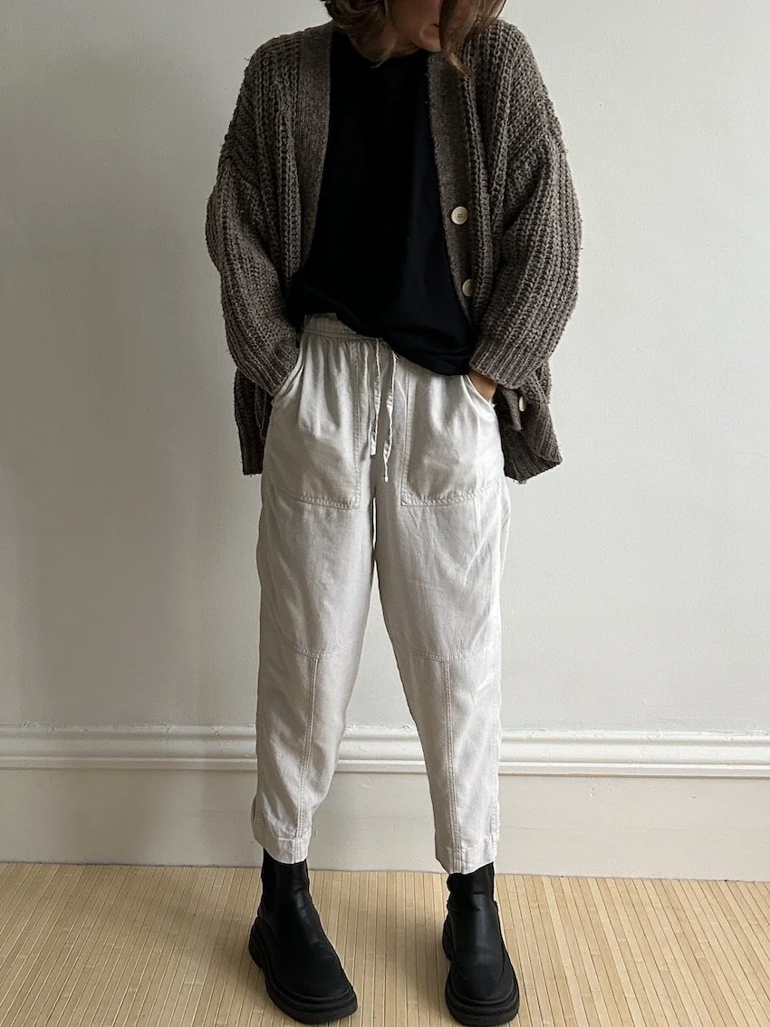 Zara Beige Linen Mix Trousers Size M