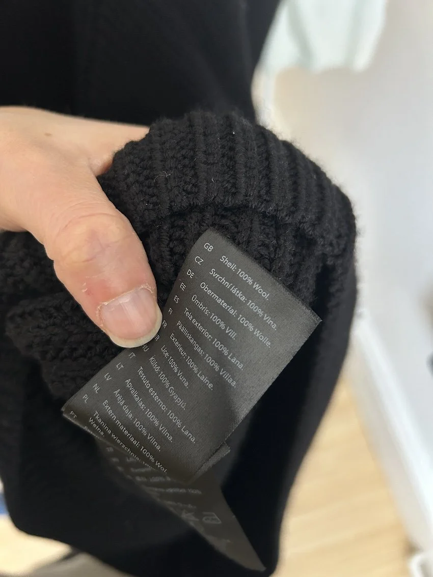 Cos Black 100% Wool Chunky Knit Midi Dress Size S