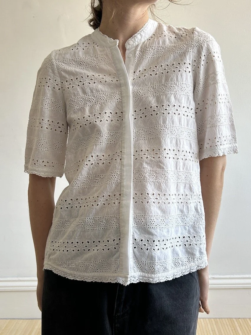 Jigsaw White Broderie Anglais Blouse Size 8