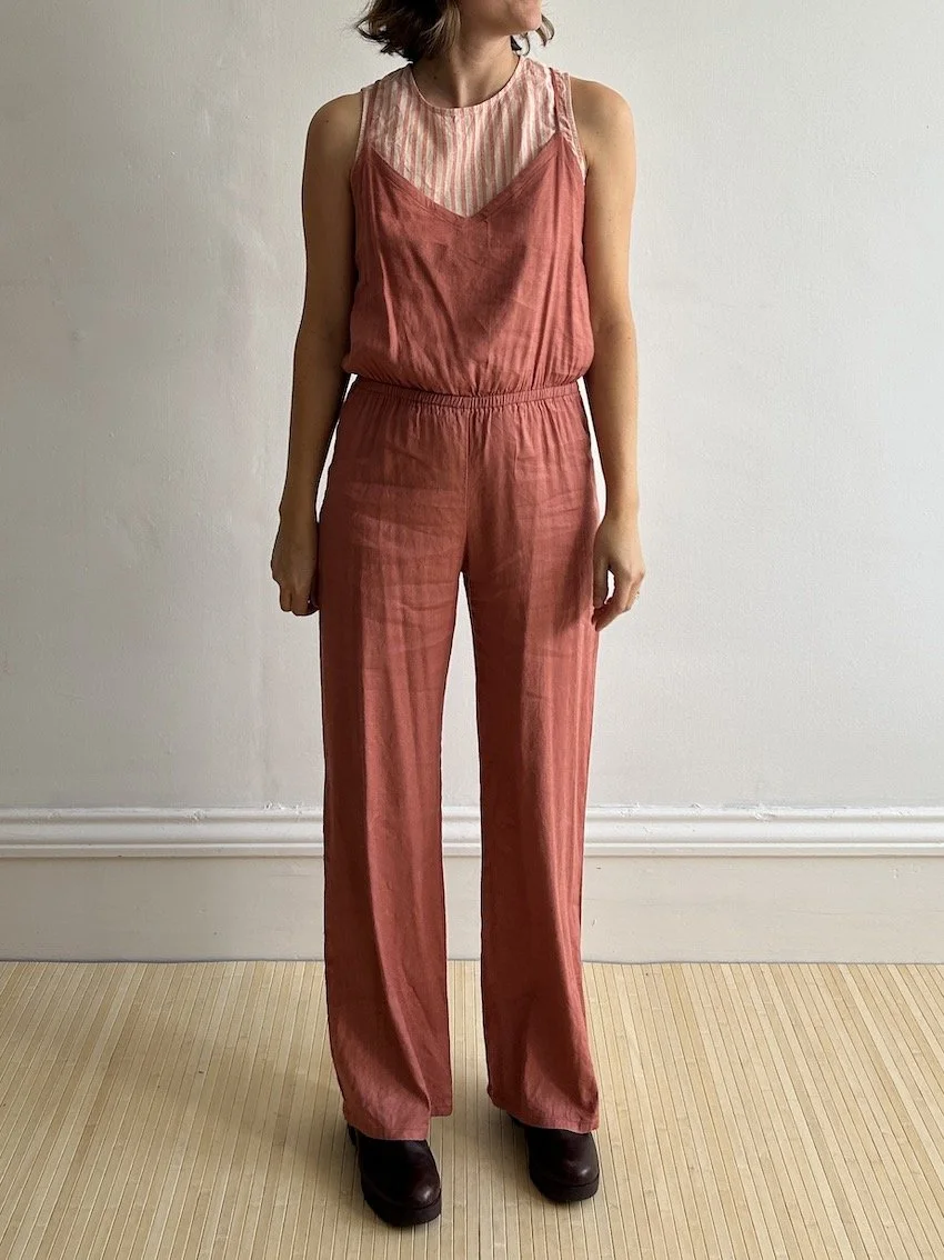 Monrow Dusky Pink Linen Jumpsuit Size S