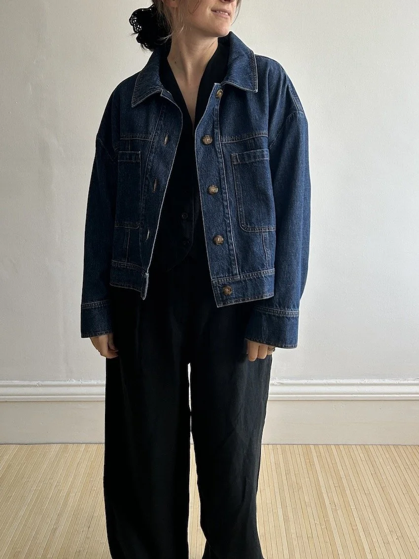 Sézane Erwana Boxy Denim Jacket Size 16