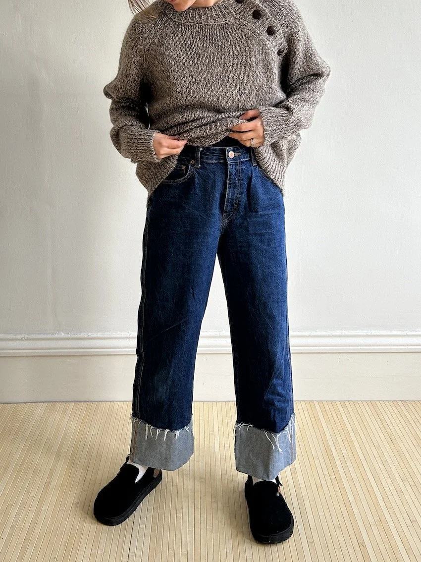 Pull & Bear Indigo Cuffed Wide Leg Jeans Size 12