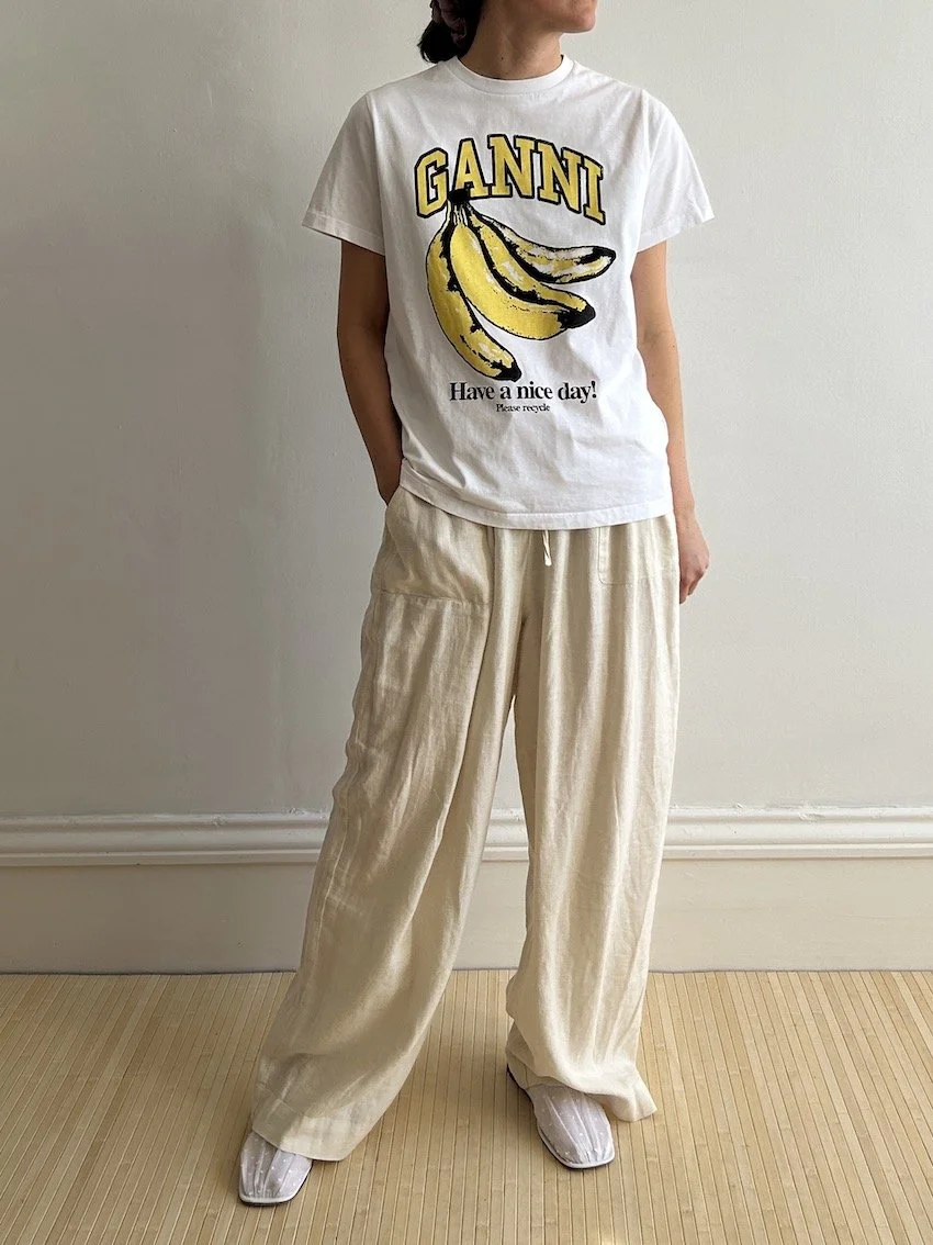 Ganni White Banana T-Shirt Size S