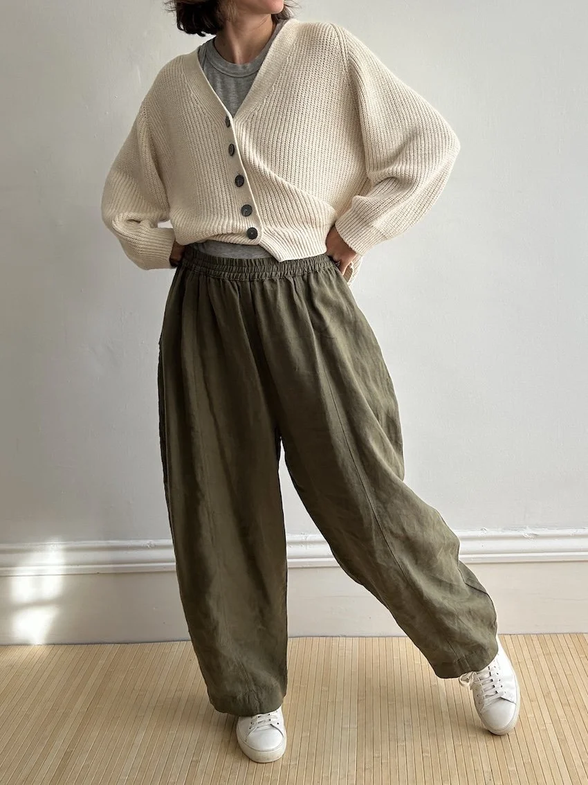 Beyond Nine Khaki Linen Mabel Trousers Size M
