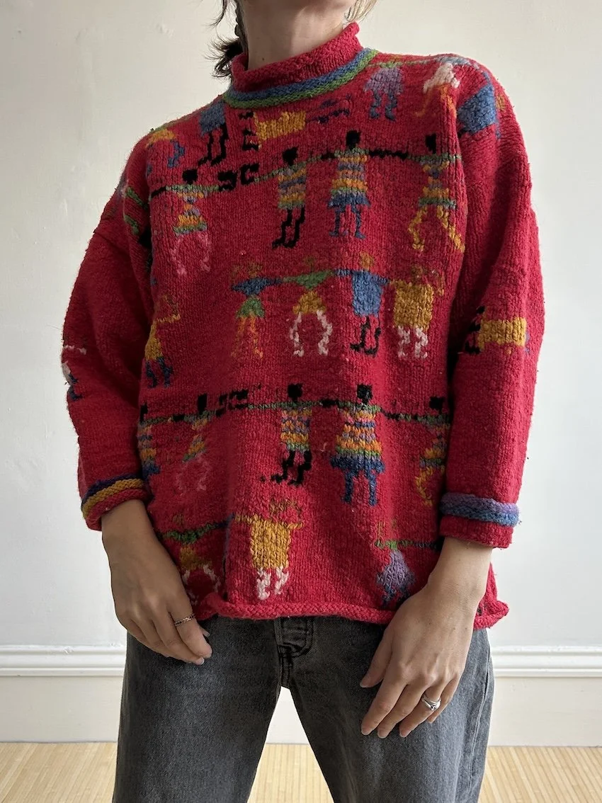 Amano Vintage Red Knit Jumper Size XS