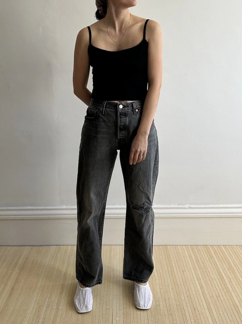 Levi’s 501 Grey Ripped Cropped Jeans W28 L30