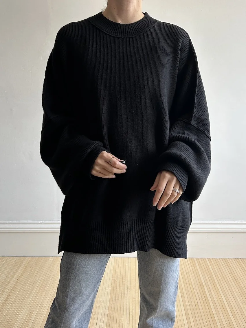 Free People Black Oversized Knit Size L