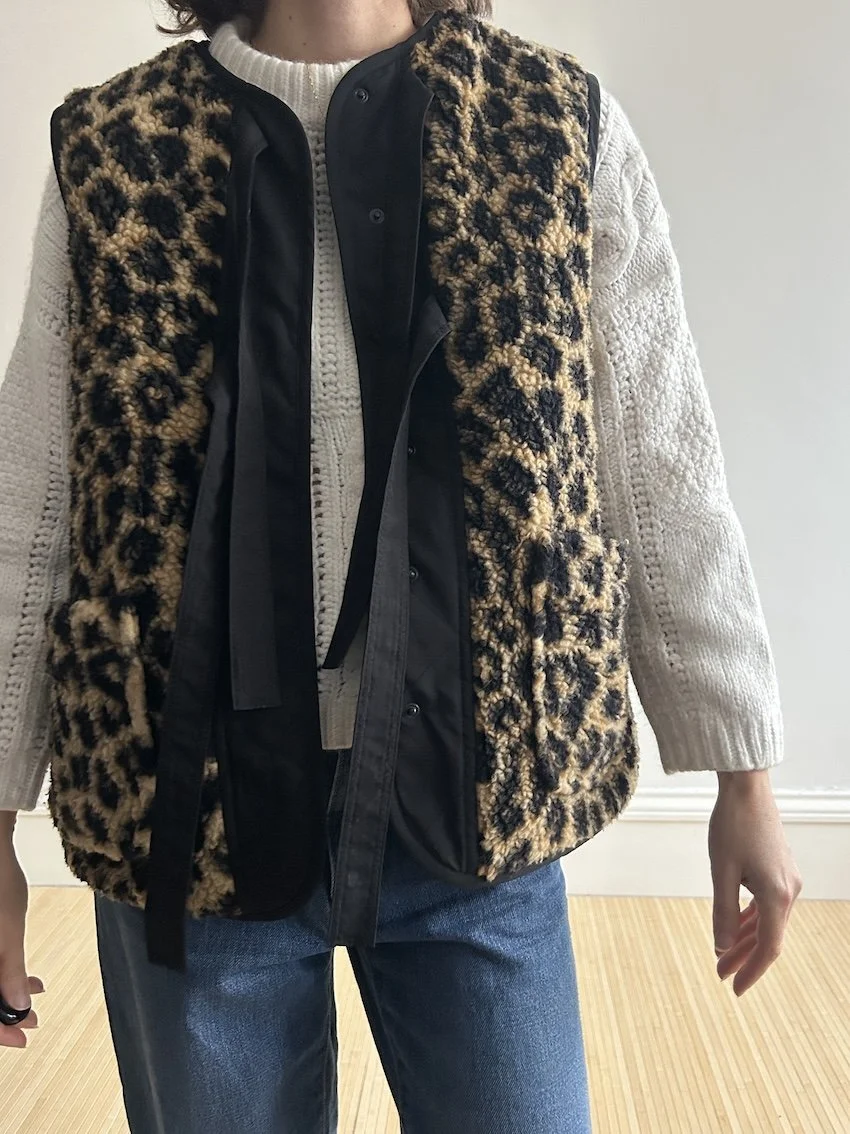 Damson Madder Teddy Leopard Print Gilet Size 10