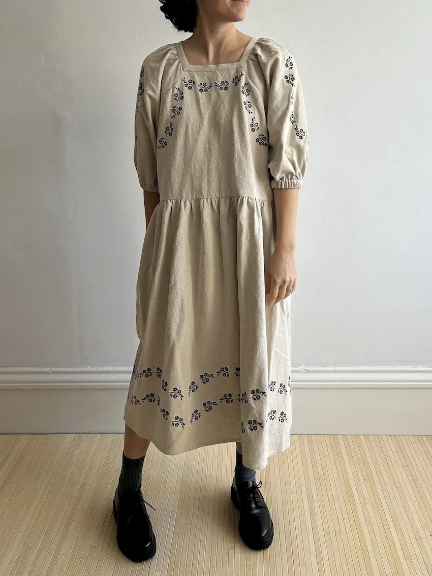 Sideline Heather Oat Linen Dress Size S