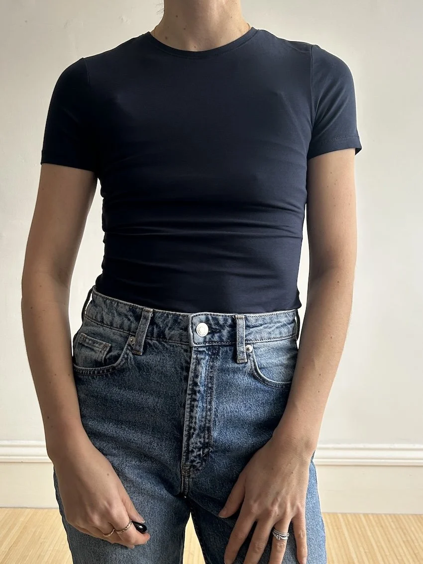 Weekday Navy Tight T-Shirt Size S