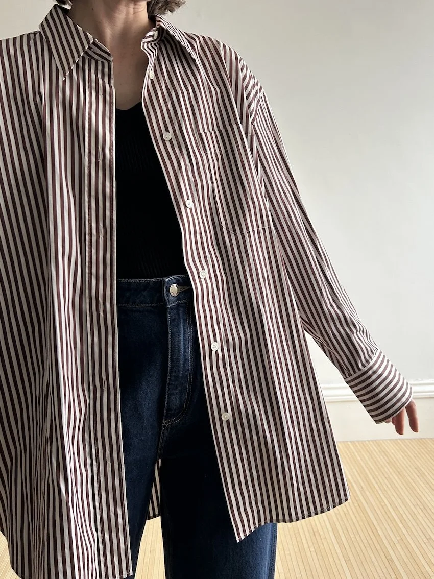 Arket Brown Stripe Shirt Size 16