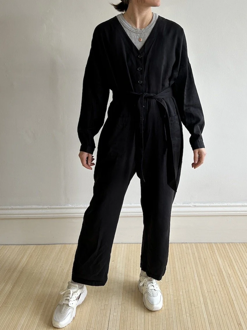 Monki Black Long Sleeve Jumpsuit Size M