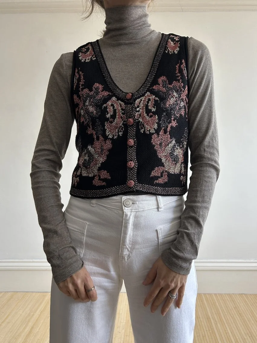 Zara Metallic Knit Waistcoat Size M