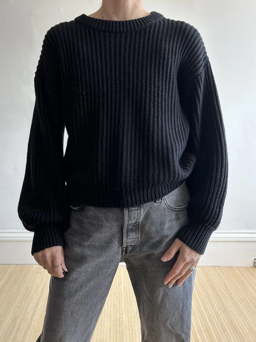 Na-Kd Black Ribbed Knit Jumper Size XS (damage)