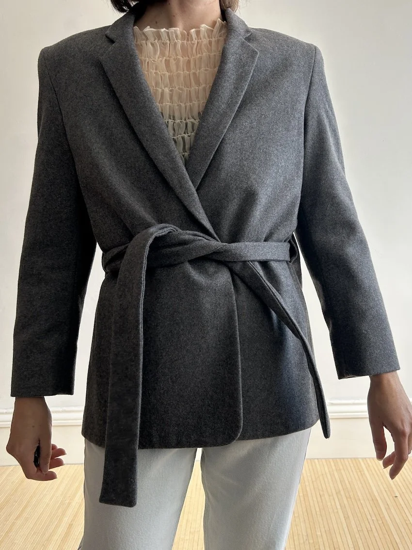 Acne Studios Grey Wool Wrap Blazer Size S Petite