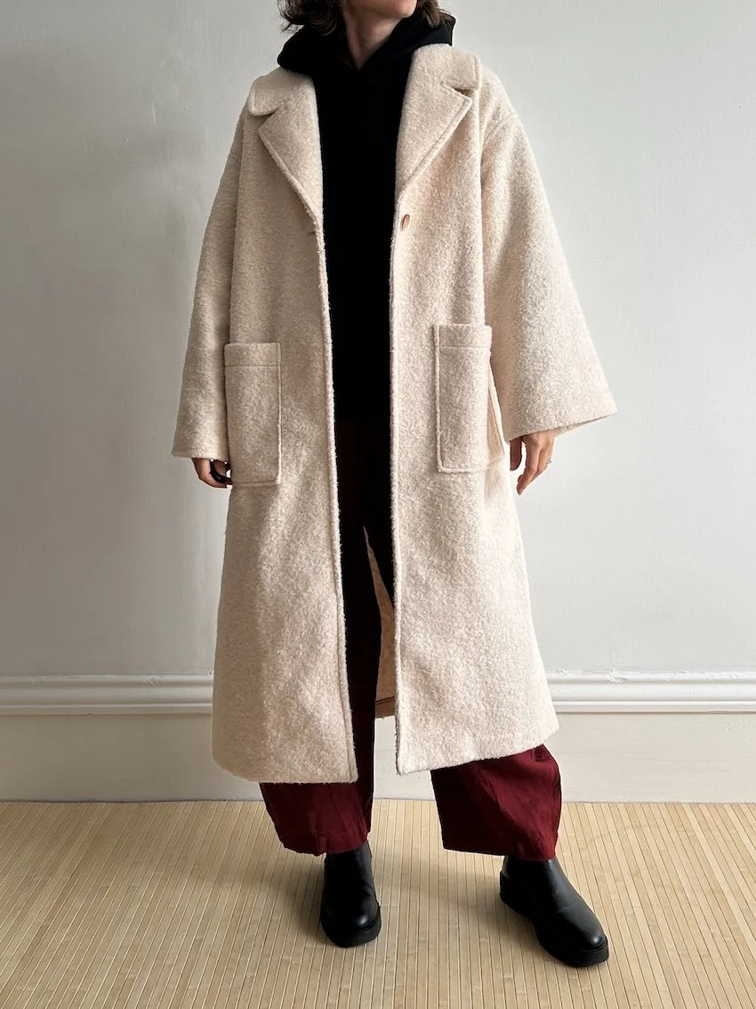 Anthropologie Cream Boucle Coat Size 6