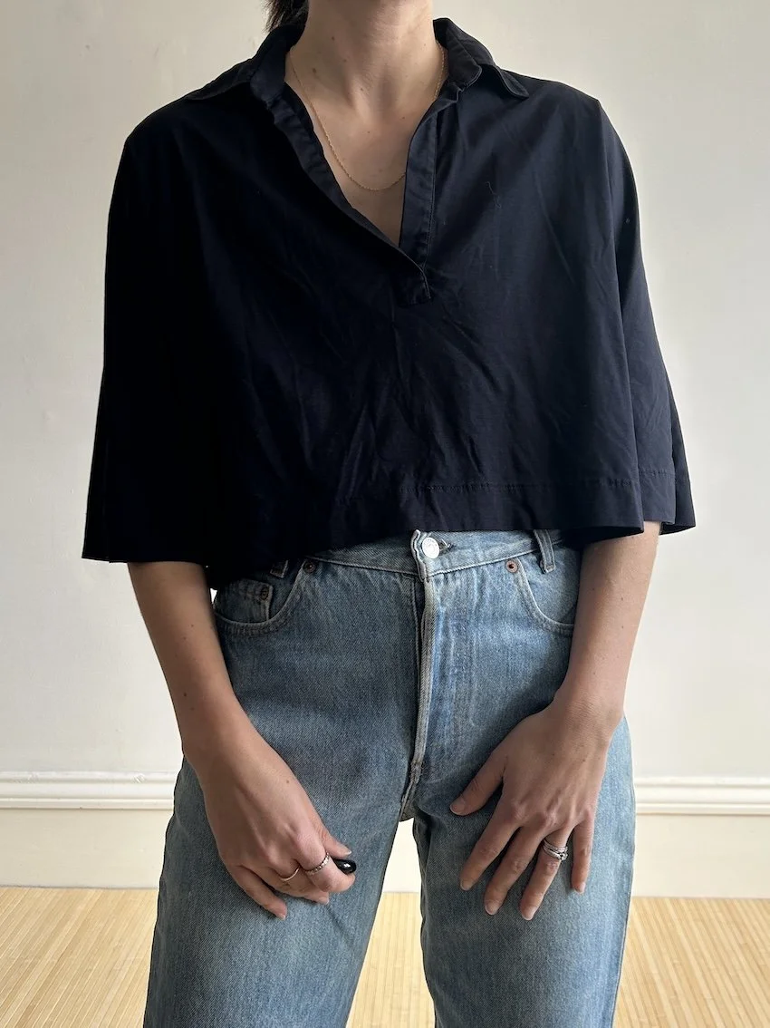 Cos Navy Cropped Shirt Size M