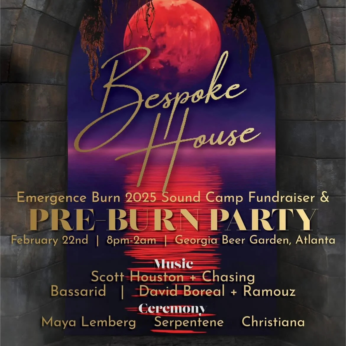 Bespoke House Emergence Burn Fundraiser at GA Beer Garden Saturday, Feb 22, 2025