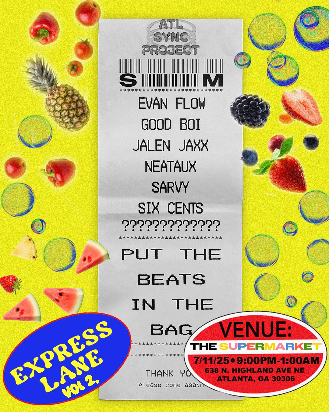 Atl Sync Presents: Express Lane Vol. 2 at The Supermarket Friday, Jul 11, 2025