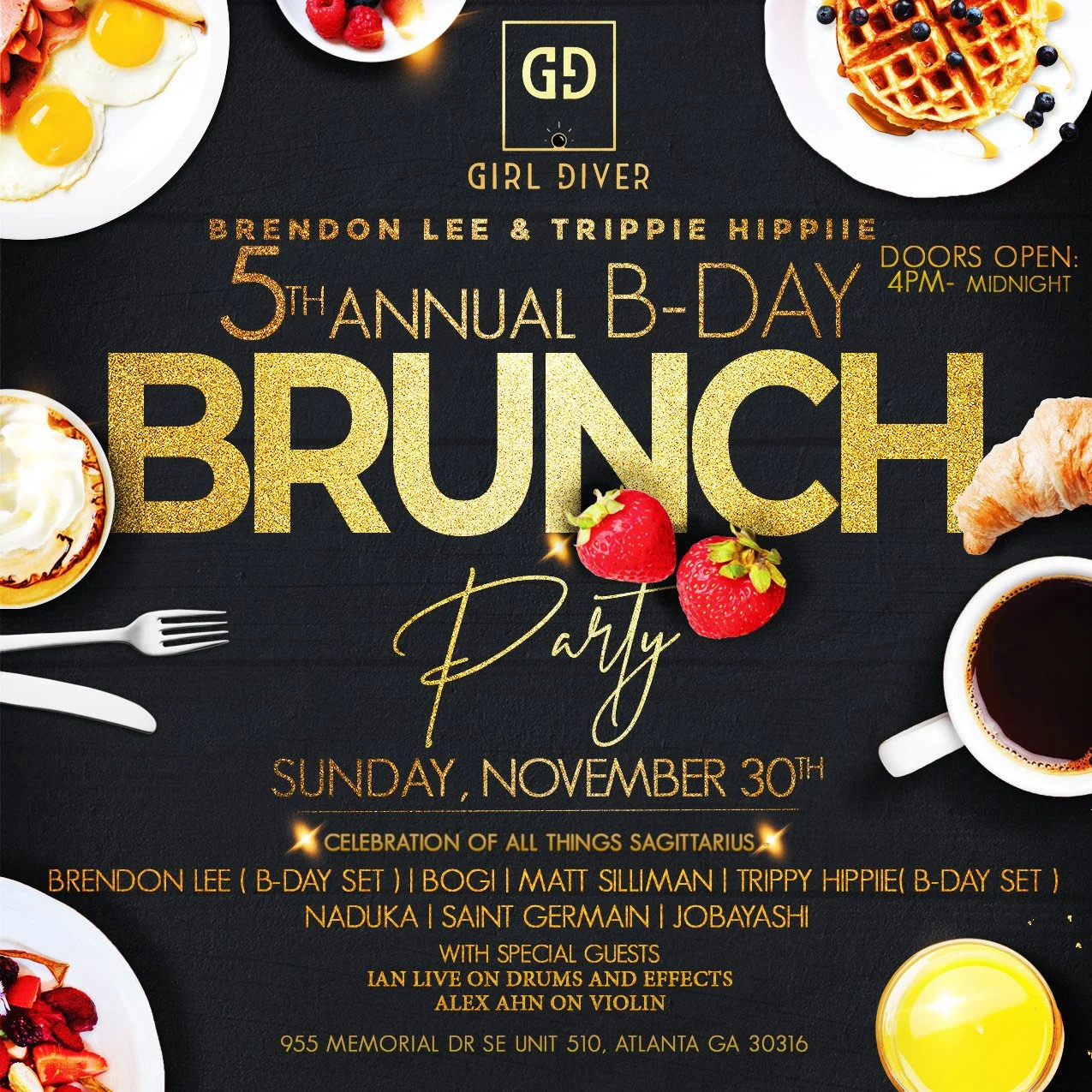 Brendon Lee and Trippy Hippiie 5th Annual B-Day Brunch at Girl Diver Sunday, Nov 30, 2025