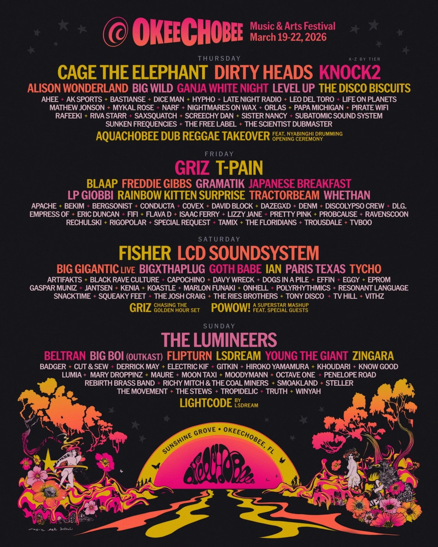 Okeechobee Music and Arts Festival March 19-22, 2026