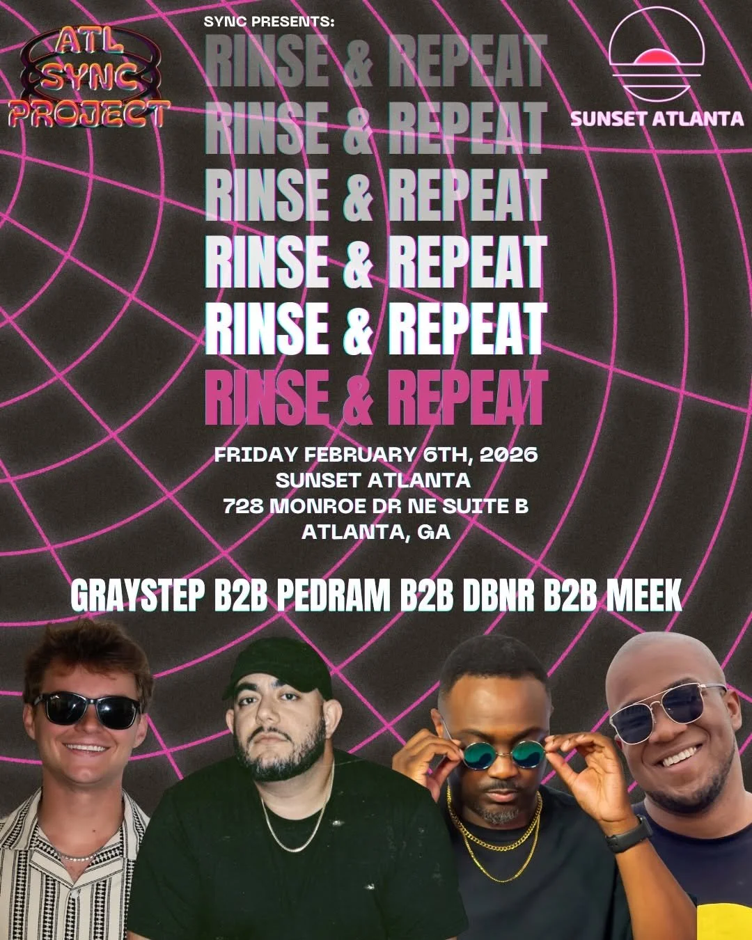 ATL Sync Project: Rinse &amp; Repeat Vol 1 at Sunset Atlanta Friday, Feb 6, 2026