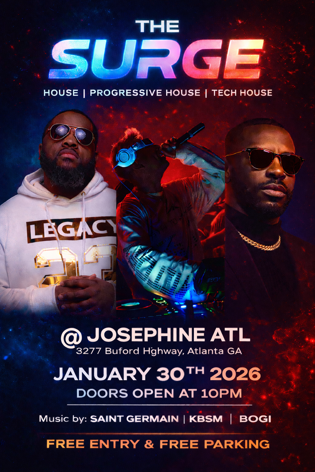 The Surge ft Bogi, Saint Germain, KBSM at Josephine Lounge Friday, Jan 30, 2026