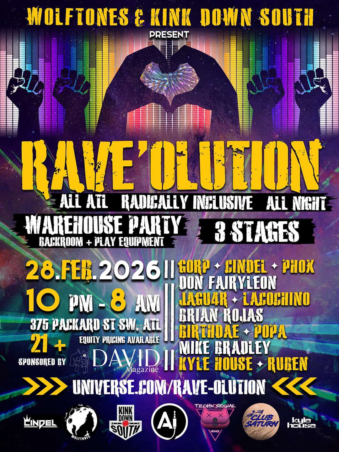 Rave'Olution at 375 Packard St Saturday, Feb 28, 2026