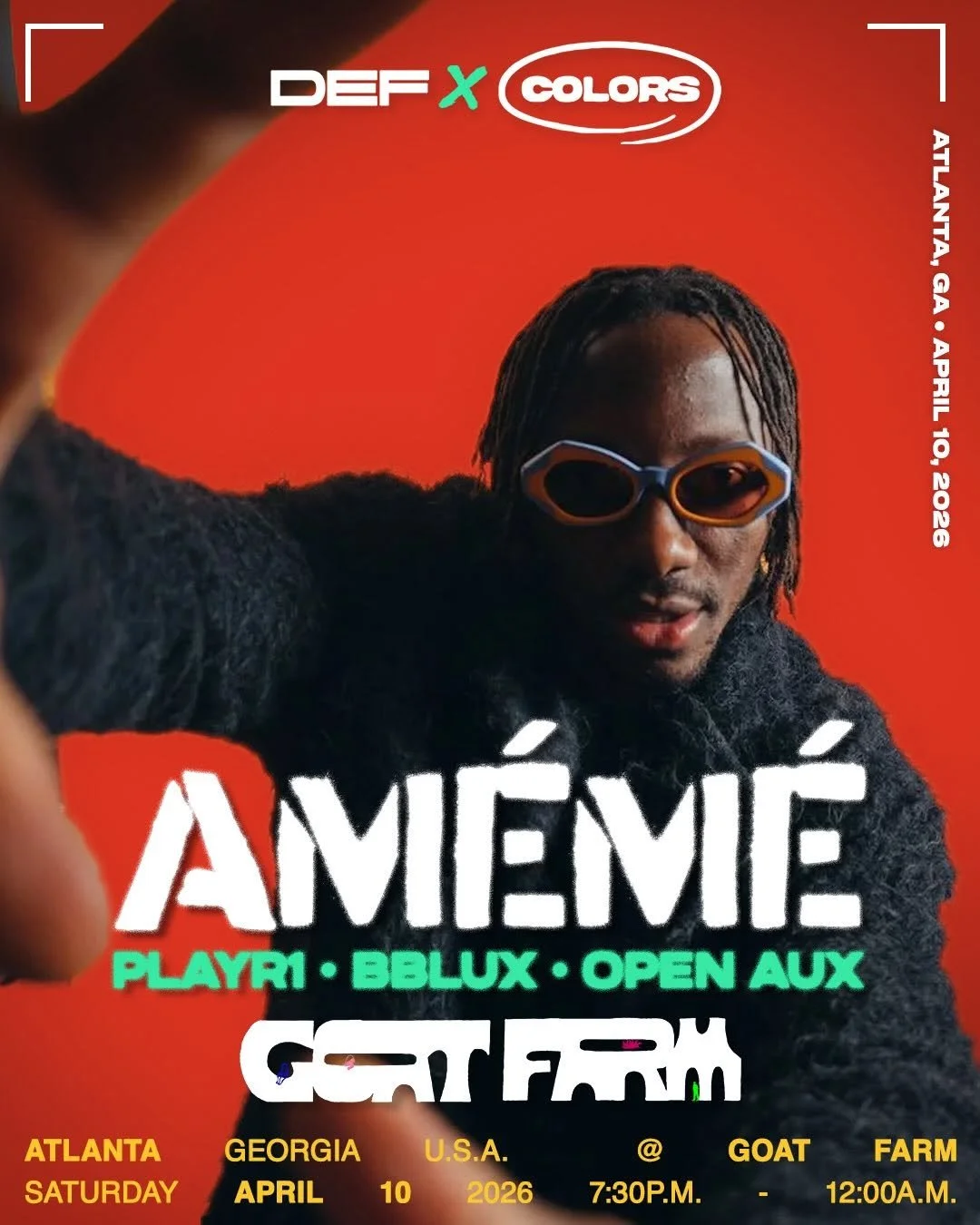 DEF: Amémé, Playr1, Bblux, Open Aux at 1200 Foster St NW Friday, Apr 10, 2026
