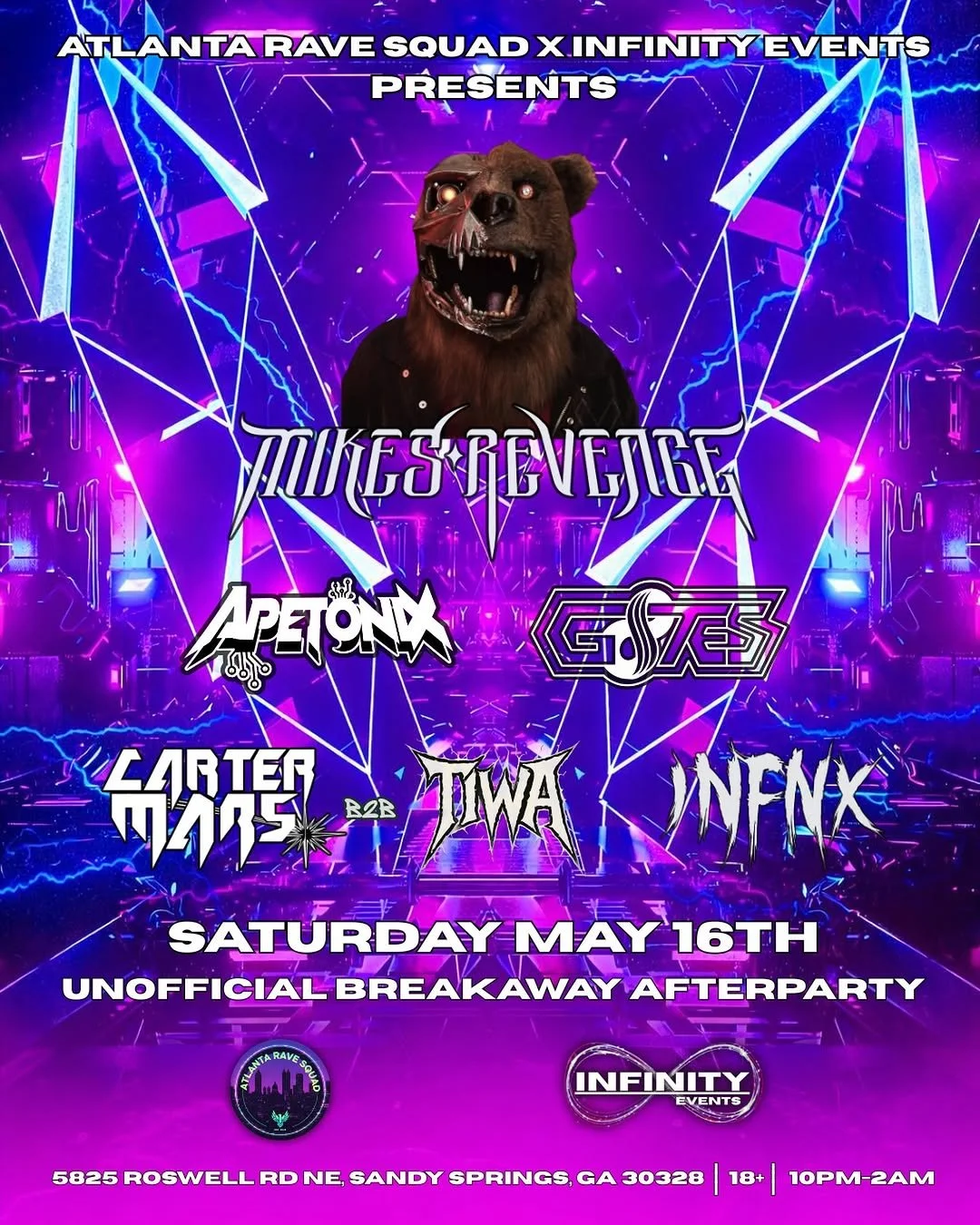Atlanta Rave Squad x Infinity Events at Mutation Brewing Saturday, May 16, 2026