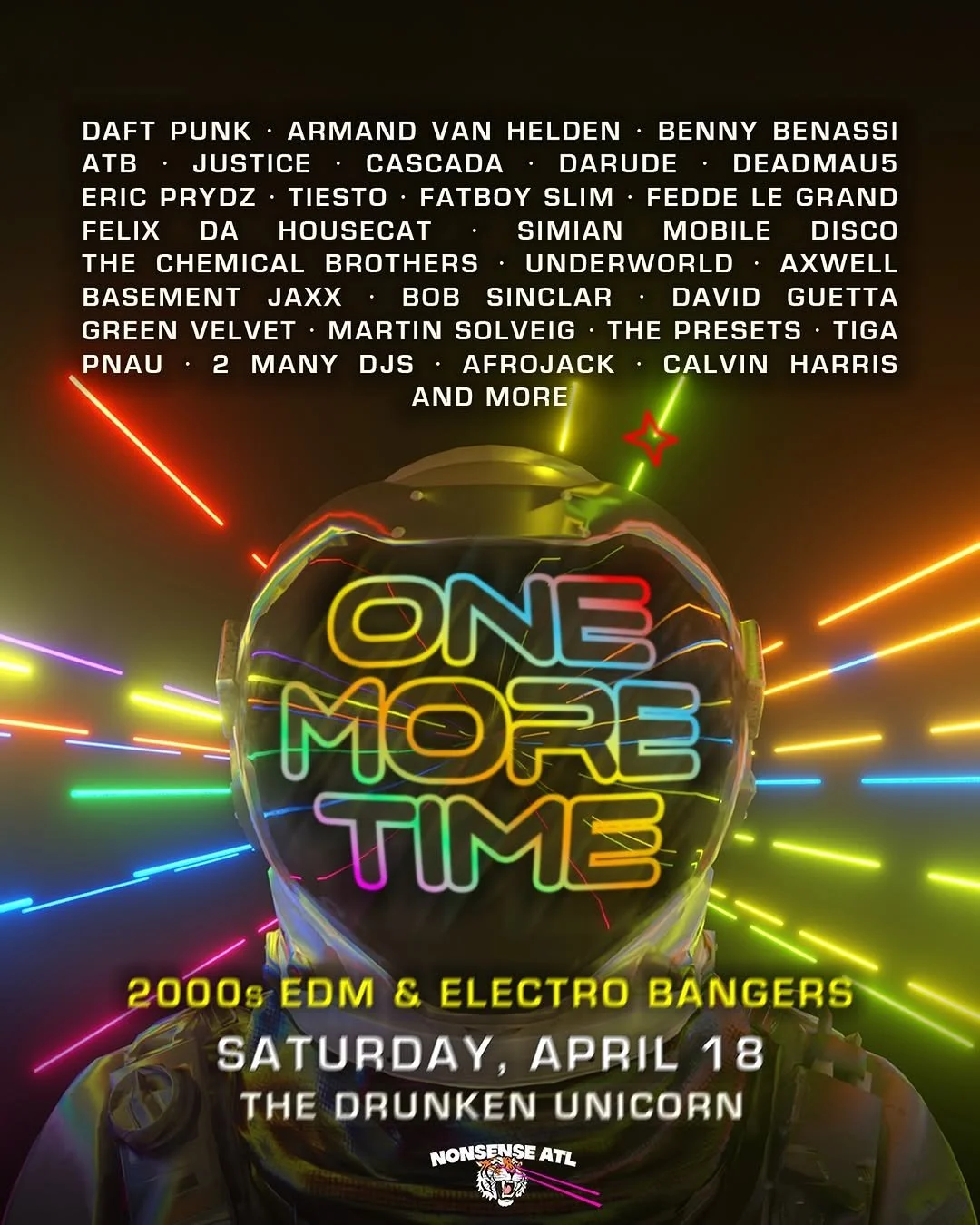 One More Time: A 2000s Electro, EDM &amp; House Bangers Dance Party at The Drunken Unicorn Saturday, Apr 18, 2026