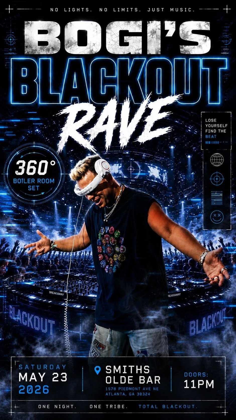 Bogi's Blackout Rave at Smith's Olde Bar Saturday, May 23, 2026