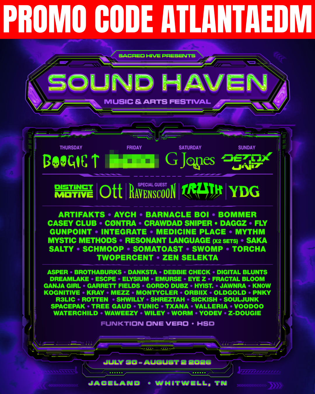 Sound Haven Music Festival in Jaceland, TN Jul 30 - Aug 2, 2026