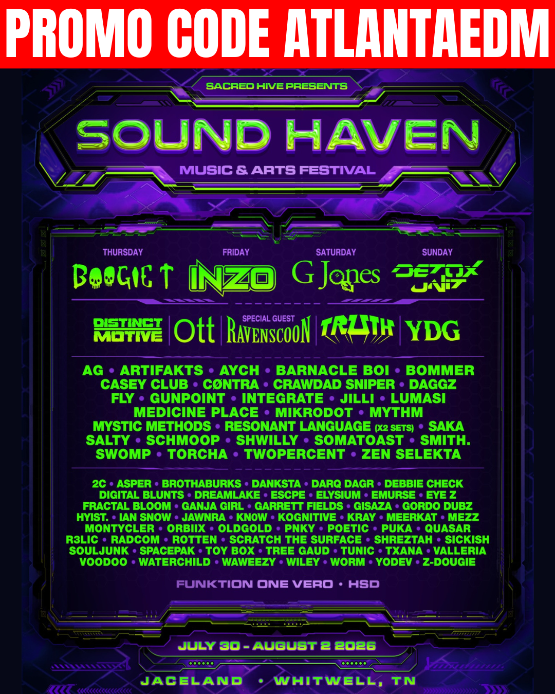 Sound Haven Music Festival in Jaceland, TN Jul 30 - Aug 2, 2026