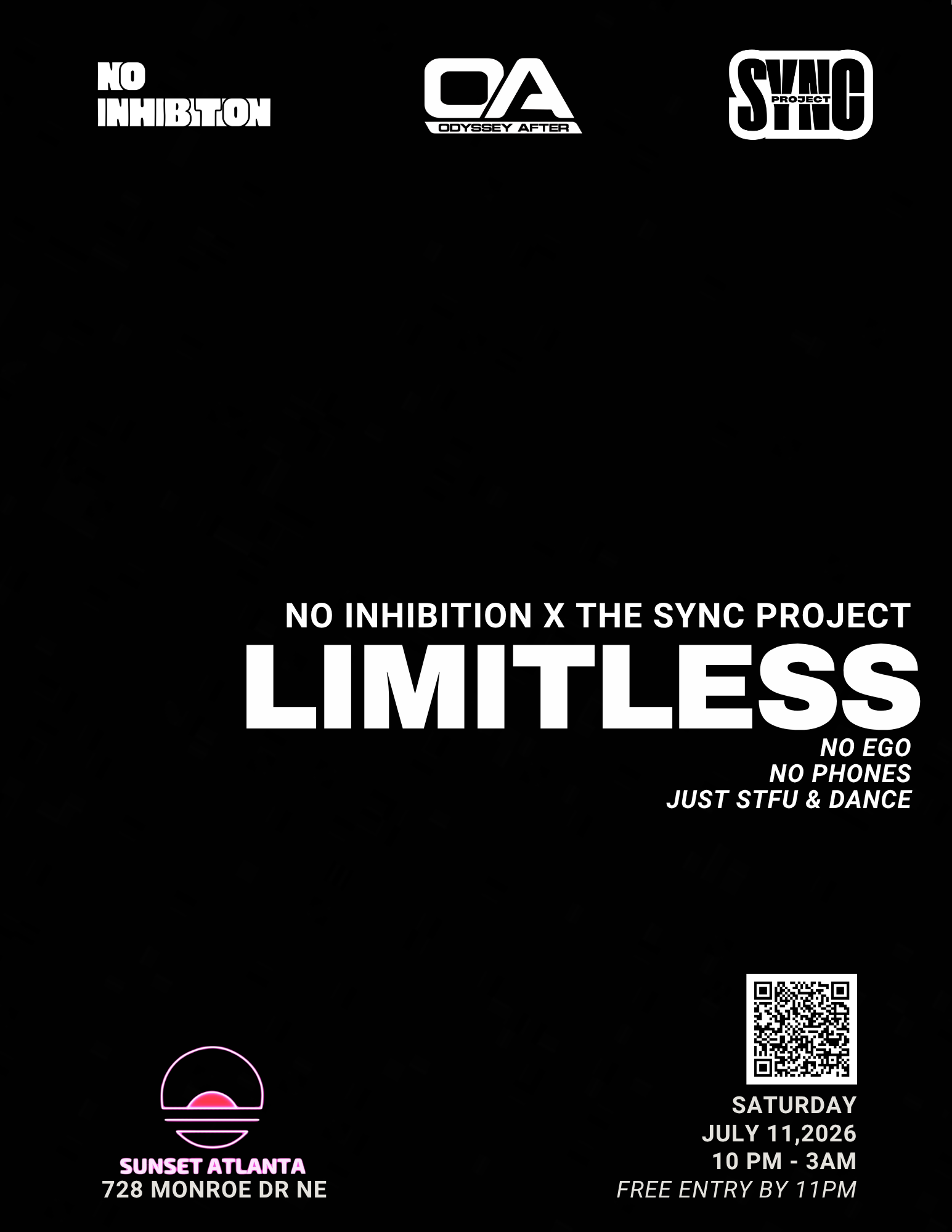 No Inhibition x Sync present: Limitless at Sunset Atlanta Saturday, Jul 11, 2026