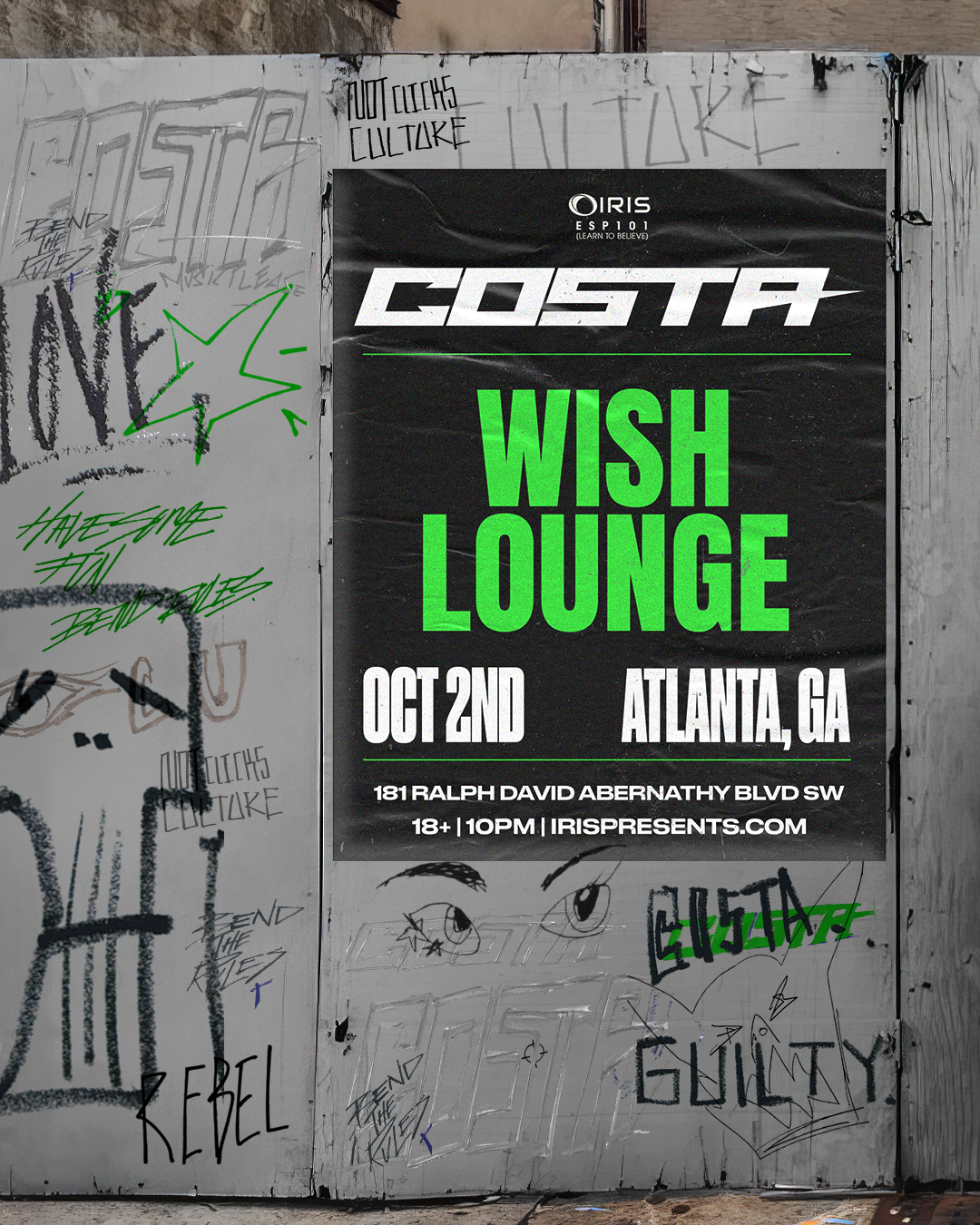 Costa at Wish Lounge Friday, Oct 2, 2026