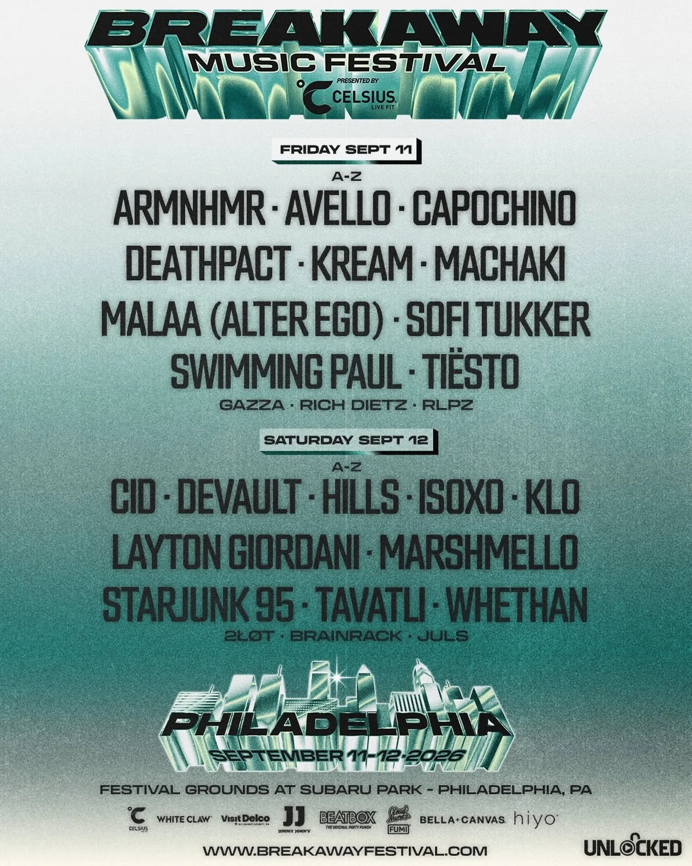 Breakaway Philadelphia Music Festival Sep 11-12, 2026