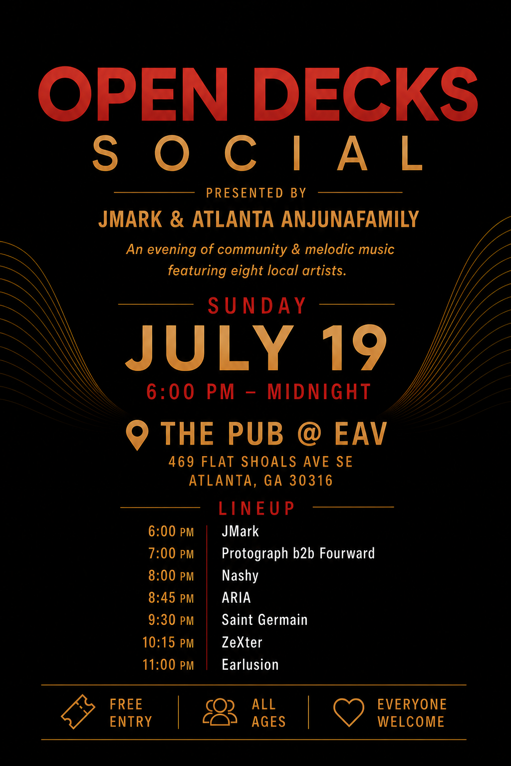 Open Decks Social at The Pub EAV Sunday, Jul 19, 2026