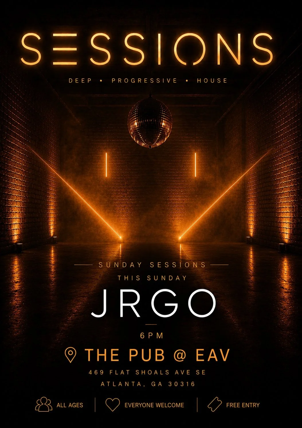 Sunday Sessions Deep &amp; Progressive House ft JRGO at the Pub EAV Sunday, Aug 2, 2026