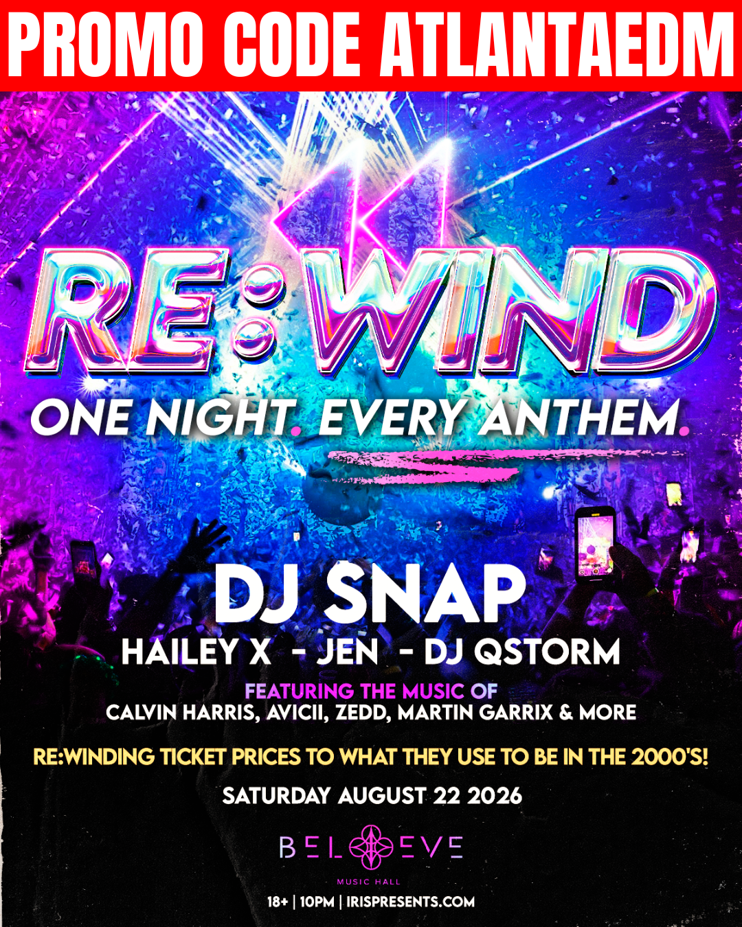 Iris Re:Wind at Believe Music Hall Saturday, Aug 22, 2026