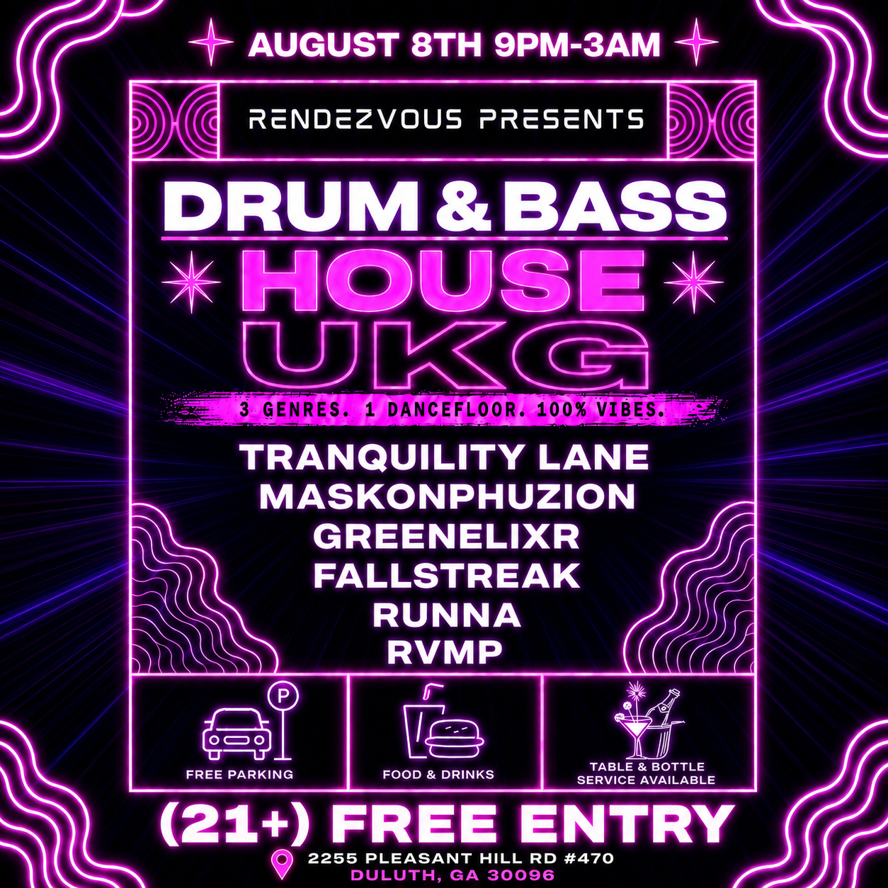 Drum and Bass, House and UKG at Rendezvous Saturday, Aug 8, 2026