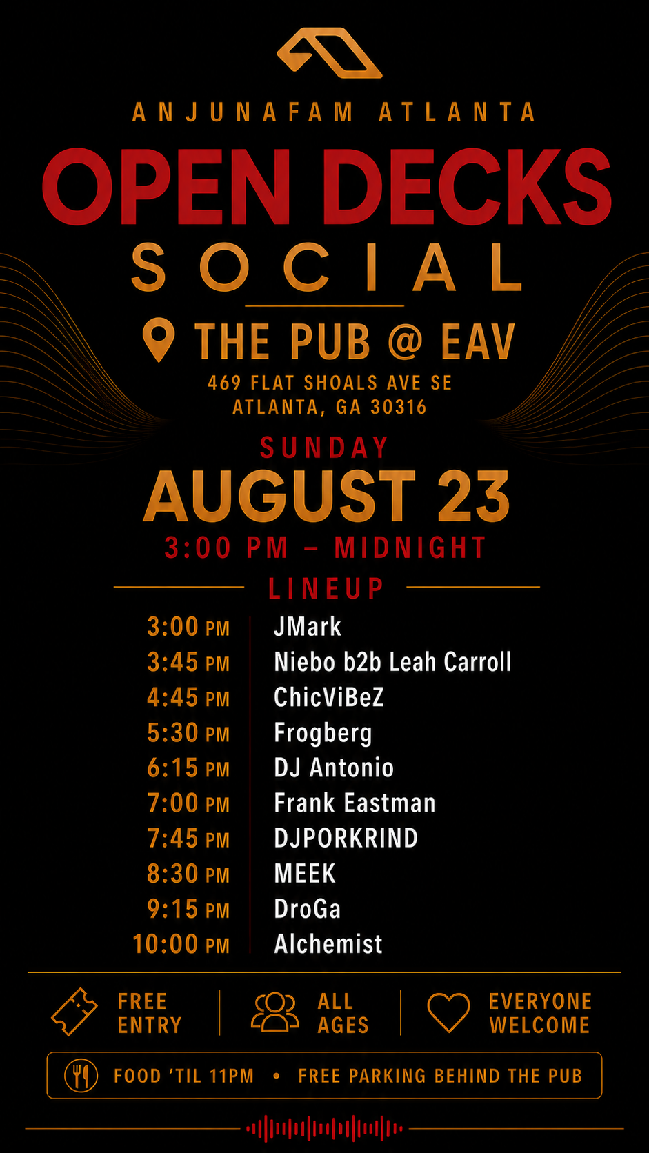 Sunday Sessions Deep &amp; Progressive House at the Pub EAV Sunday, Aug 23, 2026