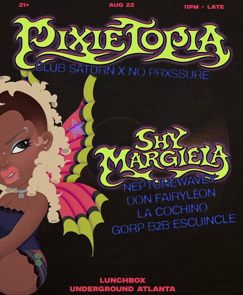 Club Saturn x No Prxssure: Pixietopia at Lunchbox Saturday, Aug 22, 2026
