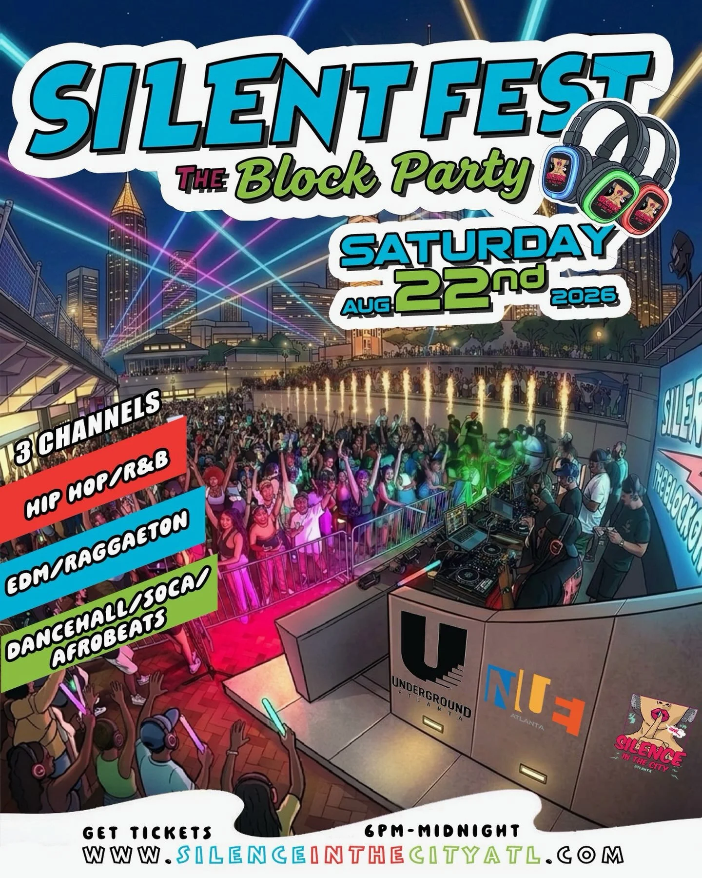 Silent Fest Block Party at Underground Atlanta Saturday, Aug 22, 2026