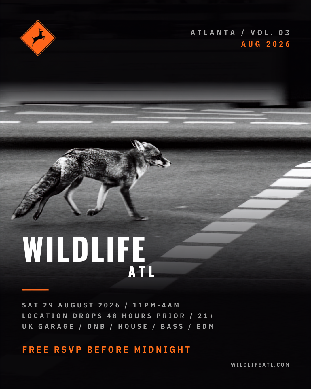 Wildlife ATL at Secret Location Saturday, Aug 29, 2026