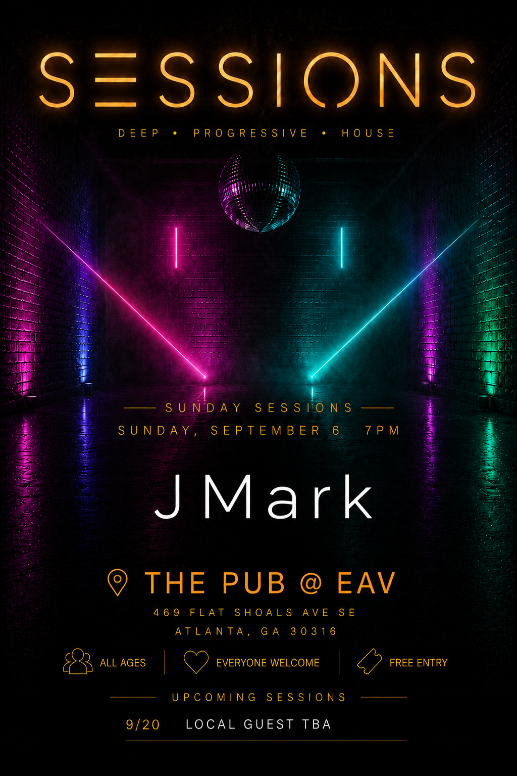Sunday Sessions Deep &amp; Progressive House at the Pub EAV Sunday, Sep 6, 2026