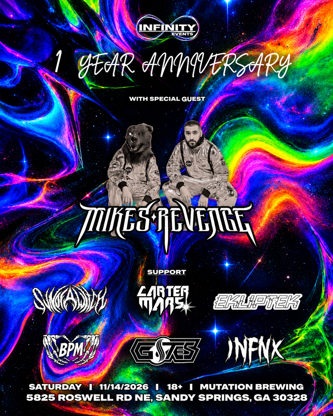 Infinity Events 1 YR anniversary at Mutation Brewery Saturday, Nov 14, 2026