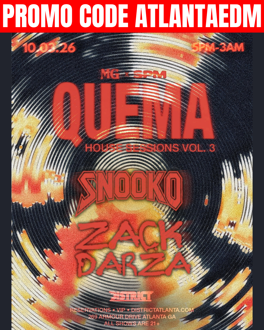 Morning Groove x Quema x SPM at District Saturday, Oct 3, 2026