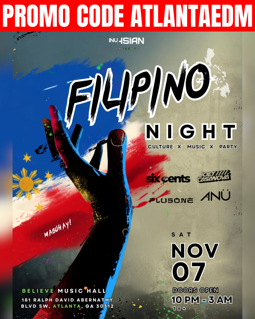 InvAsian X Iris: Filipino Night at Believe Music Hall Saturday, Nov 7, 2026