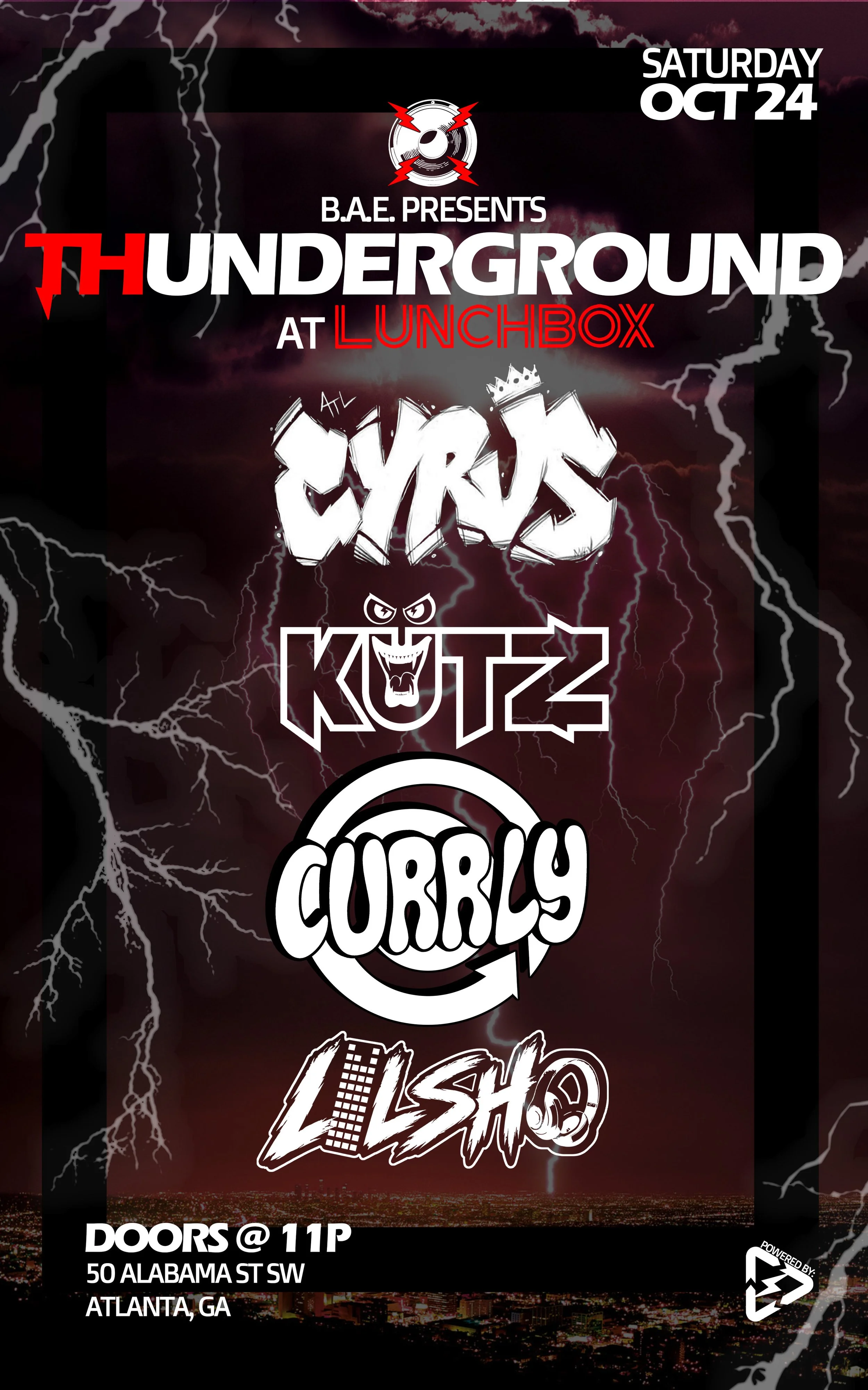 Thunderground at Lunchbox Saturday, Oct 24, 2026
